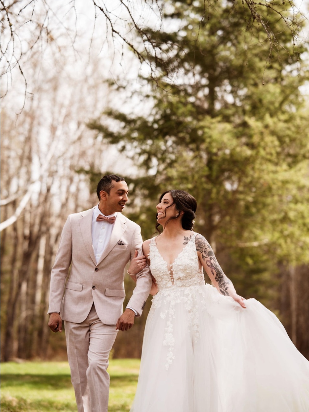Classic Ivory Lace A-Line Wedding Dress with Deep V - Brand Unspecified